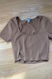 Brown Fitted Crop Top