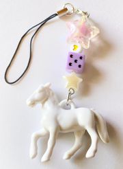 Kawaii retro y2k whimsical white horse mix beads phone strap/keychain/bag charm/display🌈⭐️🤍