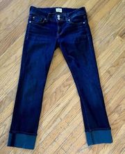 HUDSON Jeans Ginny Dark Wash 5" Cuff Crop Skinny Straight Denim Size 27 EUC