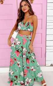 NEW-MAKE ME A MAI TAI TROPICAL PRINT SET (LIGHT GREEN/MULTI)