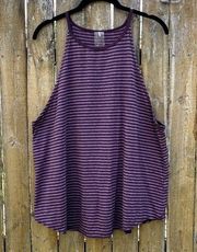 CALIA by Carrie Underwood Flow High Neck Purple Striped Tank Sz L