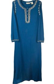 silk cashmere maxi kaftan dress with sequins detail Size XS
