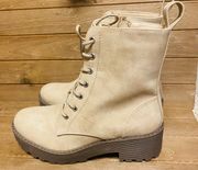 New  women's tan ankle boots.  shoe lace and zipper size 6.5