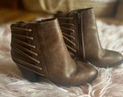 Candie’s Brown Faux Leather Size 6.5 Ankle Boot Bootie