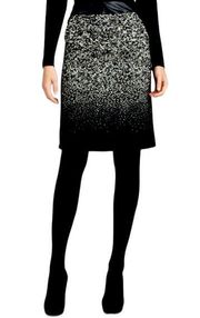Lafayette 148 Bruana Black and Grey Leather Accent Pencil Skirt with Pockets