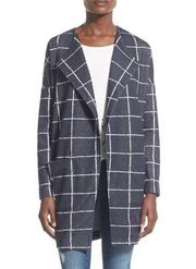 Windowpane Plaid Oversized Blazer Sweater 