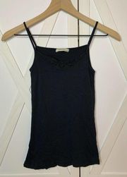 Ragdoll LA Size XS Black Ribbed Cami Tank Embroidered Y2K