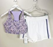 SET Calme Johnny Was Endurance Purple Bra & Elements Hike Shorts White Medium M