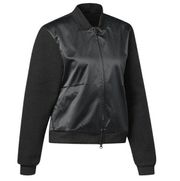 Adidas  ID Sherpa Satin Bomber Jacket Black Womens Size Small Black DH8191