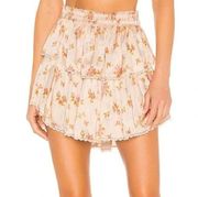 LoveShackFancy Floral High Waisted Ruffle Mini Skirt Scallop Shell Women's Sz XS