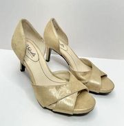 Life Stride Pumps Womens Size 7 Wide Gold Slip On Dress Heels