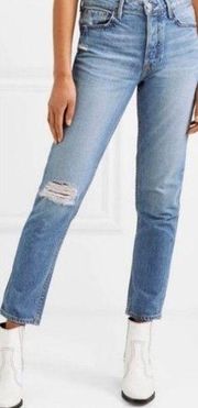 GRLFRND High Rise Ankle Boyfriend Kiara Stone Deep Jeans 25