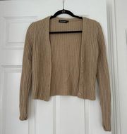 Prettylittlething tan cardigan.