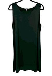 Black Jersey Knit Sleeveless Tank Shift Midi Dress Large