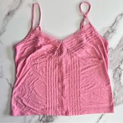 Y2K Lace Embroidered Cami Bubblegum Pink Top Large EUC