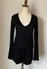 Michael Lauren Romper Women S Black Long‎ Sleeve Shorts One-piece EUC