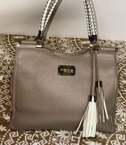 Pebble Texture Natalie Shopper Taupe with Tassels