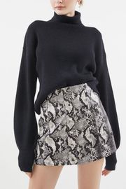 Siren Gray Snakeskin Button Front Mini Skirt