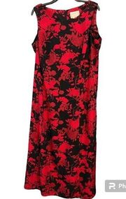 Red and Black Floral Print Sleeveless Dress Size 16W