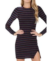 Wild Honey Long Sleeve Metallic Rainbow Mini Dress Black Size Medium NWT