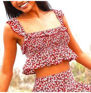 NWT  Red Floral Crop Top M