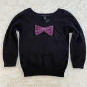 Marc Jacobs Womens Medium Angora 3/4 Sleeve Purple Velvet Bow Sweater