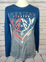 American Fighter Small Tee Shirt T-Shirt Long Sleeve Crew Colorful Training