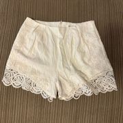 NWT white lace embroidery shorts size small