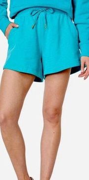 Weworewhat Aqua Blue Terry Cotton Relaxed Fit High Rise Pull On Sweat Shorts S