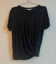 Amour Vert Black Short Sleeve T shirt Twisted Bottom Knot Oversized Size XS