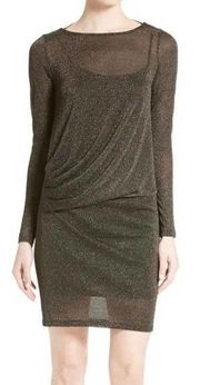 Ted Baker metallic ruched long sleeves open back size 10 US ethia