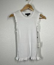 Laundry By Shelli Segal White Ribbed Tank Top