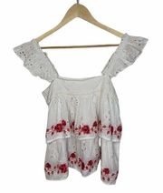 MISA LOS ANGELES Pia Tank Top White Red Size XS $285