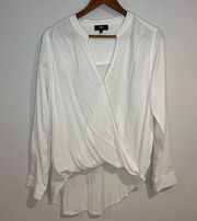 7 For All Mankind Cross Drape Front V-Neck Blouse