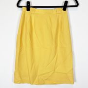 Christian Dior Mademoiselle Vintage Wool Blend Straight Pencil Yellow Skirt 