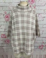 Loft cowl neck plaid poncho like sweater