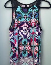 Nicole by Nicole Miller Colorful Abstract Hi-Low Tunic Tank Size Medium