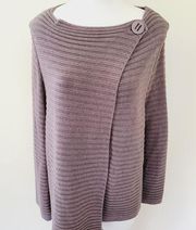 Adrienne Vittadini mushroom ribbed wrap cardigan size large