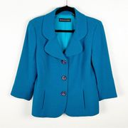 DANA BUCHMAN 100% Wool 3/4 Sleeves Side Pockets Lined Blazer, Size 10