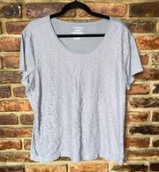 Van Heusen Gray Short Sleeve Lace-Front Blouse Women's Size XL