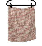 Cynthia Rowley Peach & White Tweed Lined Pencil Career Skirt