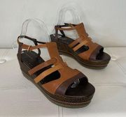 Tahari Jane Brown Leather Espadrille Platform Sandal Size 9.5
