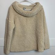 A New Day Tan Sherpa Cowl Neck Pullover Long Sleeve Shirt