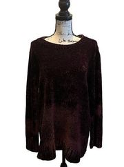 ORVIS Chenille Tunic Pullover Sweater Plum Purple Large NWT Oversized Relaxed
