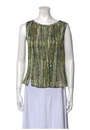 St. John Printed Bateau Neckline Multicolor Green Metallic Gold Hardware Sz 4