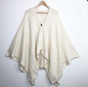 EMILIME by Anthropologie ivory Alpaca wool blend cape poncho Shawl