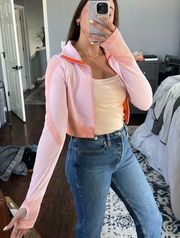 Pink and Orange Cropped Athletic Jacket