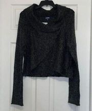 Tildon Charcoal Gray Shimmer Wrap Cowl neck sweater, NWT