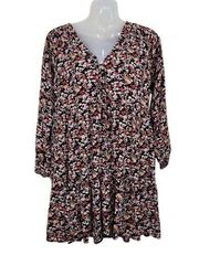 American Eagle  Micro Floral Long Sleeve Tiered Babydoll Dress Size Small