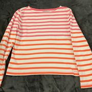 Women’s Izod longsleeve 100% cotton sz M shirt. Orange white and pink stripe